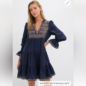 Tuckernuck Navy Embroidered Kenzo Mini Dress